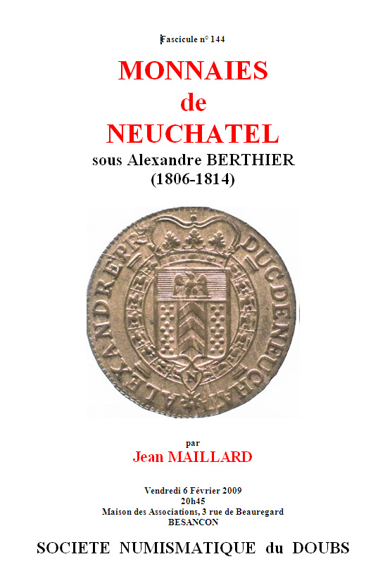 Les monnaies de Neuch�tel sous Berthier